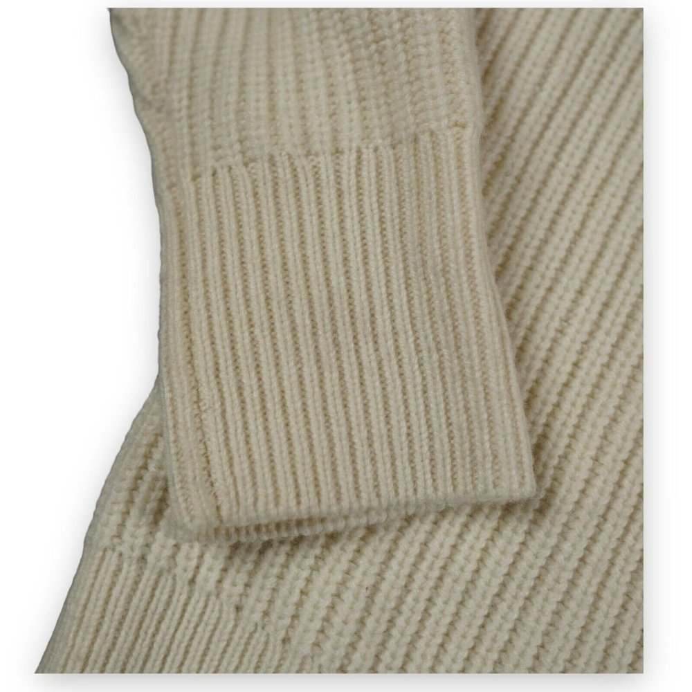 Wanakome Noemie Wool Sweater Women XS‎ Off White Blue Star 1/4 Zip Warm Comfy - Picture 7 of 12